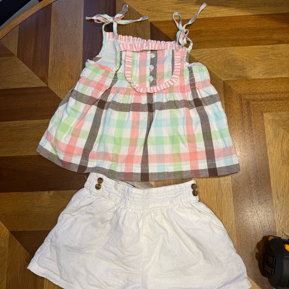 Janie and Jack White Toddler Shorts with striped sun top. Fully lined. See sizes